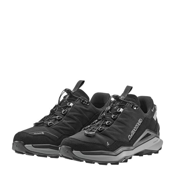 Półbuty LOWA MADDOX PRO GTX LO SL. Niebieskie eleganckie półbuty Lowa, bez wzorów, z gore-texu, bez obcasa, bez zapięcia. Za 911.65 zł.