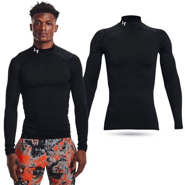 Koszulka męska termoaktywna treningowa Under Armour z długim rękawem. Czarne bielizna termoaktywna Under Armour, m, bez wzorów, bez ramiączek, do biegania. Za 144.14 zł.