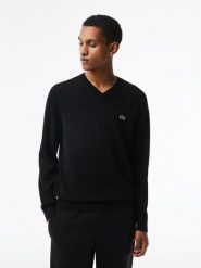 Lacoste Sweter AH1951 Czarny Regular Fit. Czarne swetry rozpinane LACOSTE, m, bez wzorów, z bawełny, bez kołnierzyka, bez ramiączek. Za 569.99 zł.