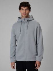 4F Bluza dresowa regular z kapturem męska - szara L. Szare bluzy 4F, l, z aplikacjami, z dresówki, z kapturem. Za 269.99 zł.
