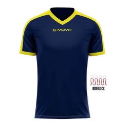 Koszulka piłkarska dla dorosłych Givova Revolution Interlock. Niebieskie t-shirty sportowe Givova, bez wzorów, bez ramiączek, do biegania. Za 139.00 zł.