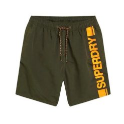 Wzorzyste Szorty kąpielowe Superdry. Zielone krótkie spodenki sportowe Superdry, m, bez wzorów, z materiału. Za 249.80 zł.