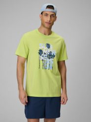 4F T-shirt oversize z nadrukiem męski - zielony XXL. Zielone t-shirty 4F, m, bez wzorów, z bawełny, bez kołnierzyka, bez ramiączek. Za 69.99 zł.