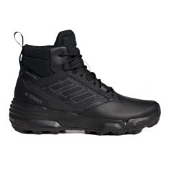 Buty zimowe męskie Adidas Terrex Unity Leather Mid RAIN.RDY czarne - GZ3325. Czarne buty trekkingowe Adidas, na zimę, bez wzorów, bez zapięcia, trekkingowe, adidas terrex. Za 378.99 zł.