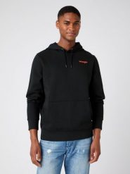 MĘSKA BLUZA Z KAPTUREM WRANGLER VIBRATIONS HOODY BLACK W680H1100 112141473. Czarne bluzy Wrangler, l, bez wzorów, z kapturem. Za 169.99 zł.