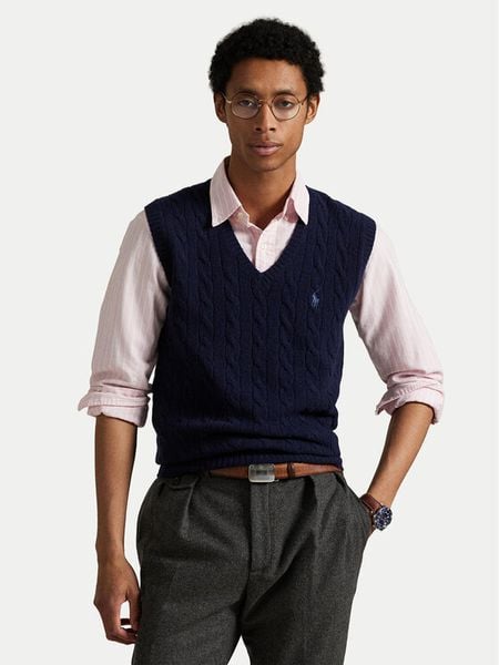 Polo Ralph Lauren Sweter 710974166001 Granatowy Regular Fit. Niebieskie swetry rozpinane Polo Ralph Lauren, m, bez wzorów, z wełny, bez kołnierzyka, bez ramiączek. Za 669.99 zł.