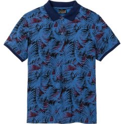 Shirt polo w kwiatowy wzór bonprix niebieski w kwiatowy wzór. Niebieskie koszulki polo sportowe marki bonprix, bez wzorów, z bawełny, bez kołnierzyka, bez ramiączek. Za 54.99 zł.
