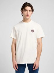 MESKA KOSZULKA LEE RELAXED GRAPHIC TEE ECRU 112370511. T-shirty Lee, s, bez wzorów, bez kołnierzyka, bez ramiączek. Za 79.99 zł.