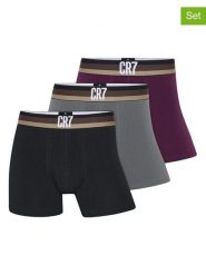 CR7 Bokserki (3 pary) w kolorze czarnym, szarym i fioletowym rozmiar: XXL. Czarne bokserki CR7, xxl, bez wzorów. Za 109.95 zł.