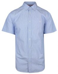 Koszula Męska Bawełniana, Niebieska w Drobny Wzór, Casualowa, Krótki Rękaw -PAKO JEANS. Niebieskie koszule Pako Jeans, l, bez wzorów, z bawełny, bez kołnierzyka, bez ramiączek. Za 165.00 zł.