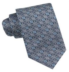 Klasyczny, Męski Krawat - Szeroki - Chattier - Niebieski z Popielem, Groszki. Niebieskie krawaty i muchy Chattier, bez wzorów, z tkaniny. Za 49.00 zł.