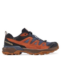 Trekkingi Salomon. Niebieskie buty trekkingowe Salomon, bez wzorów, z gore-texu, bez zapięcia. Za 559.99 zł.