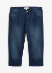 Lekkie jeansy 3/4 z elastyczną wstawką w talii, slim fit. Niebieskie jeansy bonprix, m. Za 47.99 zł.