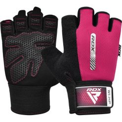 Rękawiczki fitness W1 - Z otwartymi palcami - Różowy - L. Czarne rękawiczki RDX SPORTS, bez wzorów. Za 79.99 zł.