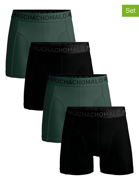 Muchachomalo Bokserki (4 pary) w kolorze czarno-zielonym rozmiar: XL. Czarne bokserki MUCHACHOMALO, xl, bez wzorów. Za 139.95 zł.
