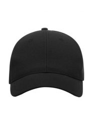 Clique Active Cap – 6-panelowa czapka wentylowana, czarna. Czarne czapki z daszkiem CLIQUE, bez wzorów, z elastanu. Za 87.46 zł.