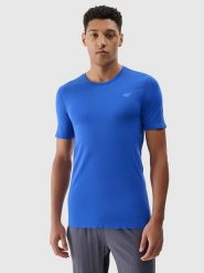 4F Koszulka sportowa w kolorze niebieskim rozmiar: S/M. Niebieskie t-shirty sportowe 4F, bez wzorów, z materiału, bez ramiączek, outdoorowe. Za 75.16 zł.