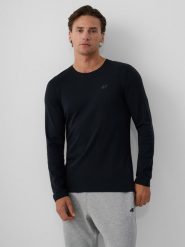 4F Longsleeve slim gładki męski - szary S. Szare bluzki z długim rękawem 4F, m, bez wzorów, z bawełny, bez kołnierzyka, bez ramiączek. Za 99.99 zł.