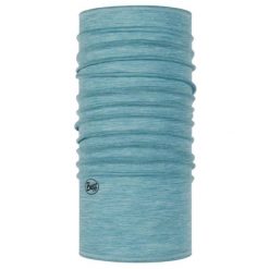 Chusta wielofunkcyjna z wełny merynosów Buff Merino Lightweight. Niebieskie szaliki Buff, bez wzorów, z wełny. Za 134.99 zł.