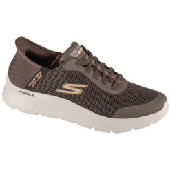 Buty sportowe Sneakersy męskie, Slip-Ins: Go Walk Flex - Hands Up. Brązowe buty sportowe casual Skechers, bez wzorów, bez zapięcia. Za 299.99 zł.