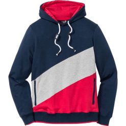 Bluza z kapturem Regular Fit bonprix ciemnoniebiesko-jasnoszary melanż - czerwony. Bluzy marki bonprix. Za 59.99 zł.