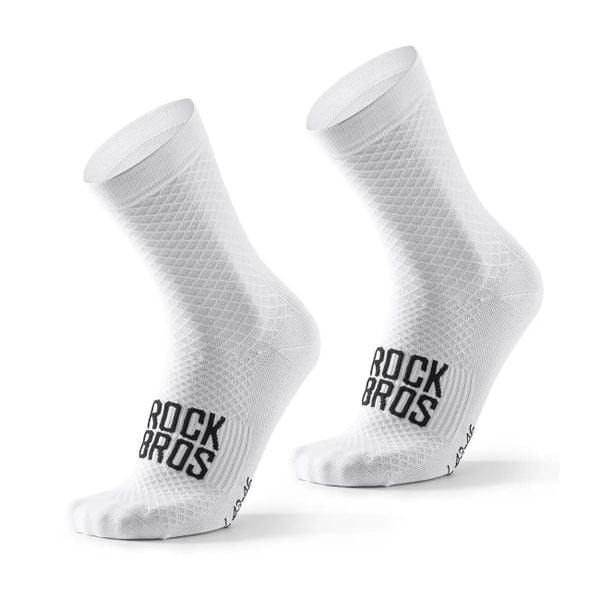 Skarpetki sportowe na rower do biegania. Białe skarpetki sportowe ROCKBROS, bez wzorów, z dzianiny. Za 54.99 zł.