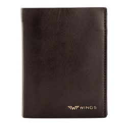 WINGS Męski portfel ze skóry bydlęcej Brown. Brązowe portfele Wings, bez wzorów, z materiału. Za 109.90 zł.