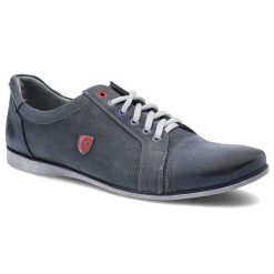 Niebieskie Półbuty Avanti Męskie Wygodne Obuwie. Niebieskie eleganckie półbuty Avanti, z aplikacjami, z denimu, bez obcasa, bez zapięcia. Za 159.00 zł.