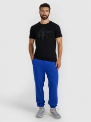 4F Spodnie dresowe joggery męskie - niebieskie S. Niebieskie joggery i bojówki 4F, na co dzień, m, bez wzorów, z bawełny, sportowe. Za 149.99 zł.