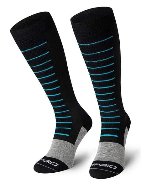 Spaio Podkolanówki narciarskie "Fierce" w kolorze czarno-szaro-turkusowym rozmiar: 44-46. Czarne skarpety Spaio, bez wzorów, z wełny. Za 86.99 zł.