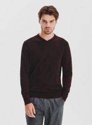 PAKO LORENTE - Brązowy sweter męski v-neck. Brązowe swetry nierozpinane Pako Lorente, na jesień, m, bez wzorów, z bawełny, bez kołnierzyka, bez ramiączek. Za 199.99 zł.
