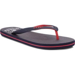 Japonki GUESS - F82Z01 BB002 C765. Niebieskie japonki marki Guess, z aplikacjami, z materiału. W wyprzedaży za 119.00 zł.