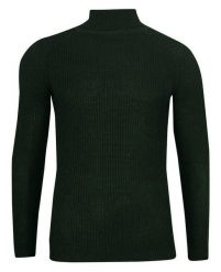 Golf Butelkowy Zielony Dziergany, Męski, Super Slim, Przylegający, Elegancki -Brave Soul. Zielone golfy Brave Soul, m, bez wzorów, dziergany, bez ramiączek. Za 99.00 zł.