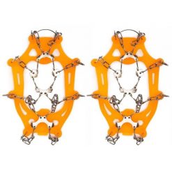 Raczki na buty turystyczne stalowe antypoślizgowe nakładki rozmiar 40-45. Brązowe buty trekkingowe SPRINGOS, bez wzorów, bez zapięcia. Za 24.99 zł.