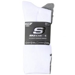 Skarpetki sportowe dla dorosłych 3pk Unisex Non Terry Crew. Białe skarpetki sportowe Skechers, bez wzorów, z bawełny. Za 49.99 zł.