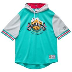 Bluza z kapturem z krótkim rękawem NBA All Star. Niebieskie bluzy z kapturem Mitchell & Ness, bez wzorów, z kapturem. Za 437.50 zł.