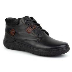 Buty męskie ocieplane skórzane zimowe KAMPOL 108/15 czarne. Czarne botki sznurowane na zimę, bez wzorów, bez obcasa, bez zapięcia. Za 484.00 zł.