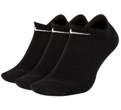 Skarpety Nike Everyday Cushioned No-Show 3-pak, czarne. Czarne skarpetki sportowe Nike, bez wzorów, z bawełny. Za 163.99 zł.