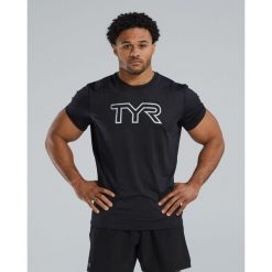 Tes Shirt TYR Airtec Big Logo. Czarne t-shirty sportowe TYR, bez wzorów, bez ramiączek, na fitness i siłownię. Za 269.99 zł.
