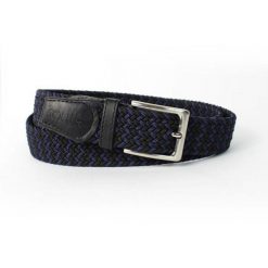 Elegancki pleciony pasek męski SOLIER SB07 czarno-fioletowy. Czarne paski bez wzorów, z jeansu, eleganckie. Za 49.99 zł.