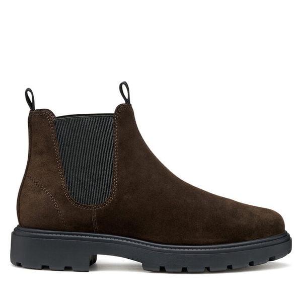 Sztyblety Geox. Brązowe botki sznurowane Geox, bez wzorów, bez obcasa, bez zapięcia. Za 439.99 zł.