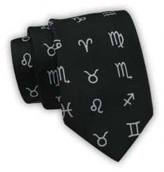 Krawat Alties (7 cm) - Znaki Zodiaku - Czarny. Czarne krawaty i muchy Alties, bez wzorów, z tkaniny. Za 49.00 zł.