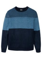 Cienki sweter o kroju regular fit. Niebieskie swetry nierozpinane bonprix, m, bez wzorów, bez kołnierzyka, bez ramiączek. Za 112.99 zł.