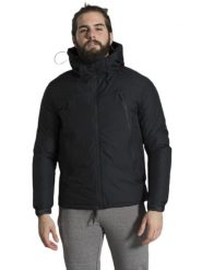Miejska męska kurtka z kapturem. Czarne kurtki LEONE 1947 APPAREL, na zimę, m, z aplikacjami, z puchu, z kapturem. Za 189.41 zł.