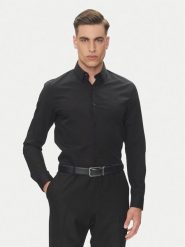Calvin Klein Koszula Essential LV019EU030 Czarny Slim Fit. Czarne koszule CALVIN KLEIN, m, bez wzorów, z bawełny, bez kołnierzyka, bez ramiączek. Za 349.99 zł.