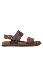 Timberland Sandały Amalfi Vibes 2Band Sandal TB0A419HV131 Brązowy. Brązowe sandały Timberland, z nubiku, bez zapięcia. Za 409.99 zł.