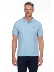 The Time of Bocha Koszulka polo w kolorze błękitnym rozmiar: M. Niebieskie koszulki polo The Time of Bocha, m, bez wzorów, z bawełny, bez kołnierzyka, bez ramiączek. Za 86.99 zł.