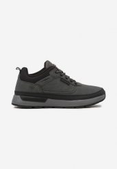 Ciemnoszare Buty Sportowe Sneakersy na Grubej Podeszwie Ozdobione Aplikacją Terevina. Szare buty sportowe casual Born2be, z aplikacjami, z materiału, z okrągłym noskiem, bez zapięcia. W wyprzedaży za 159.99 zł.