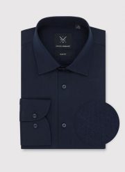 PAKO LORENTE – Granatowa koszula męska. Koszule Pako Lorente, m, bez wzorów, z bawełny, bez kołnierzyka, bez ramiączek. Za 149.99 zł.