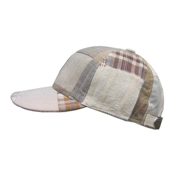 Czapka baseballowa patchworkowa HORKA. Brązowe czapki z daszkiem HORKA, bez wzorów, z materiału. Za 242.00 zł.
